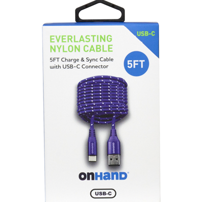 ONHAND USB-C CHARGING CABLE - PURPLE 5FT BP